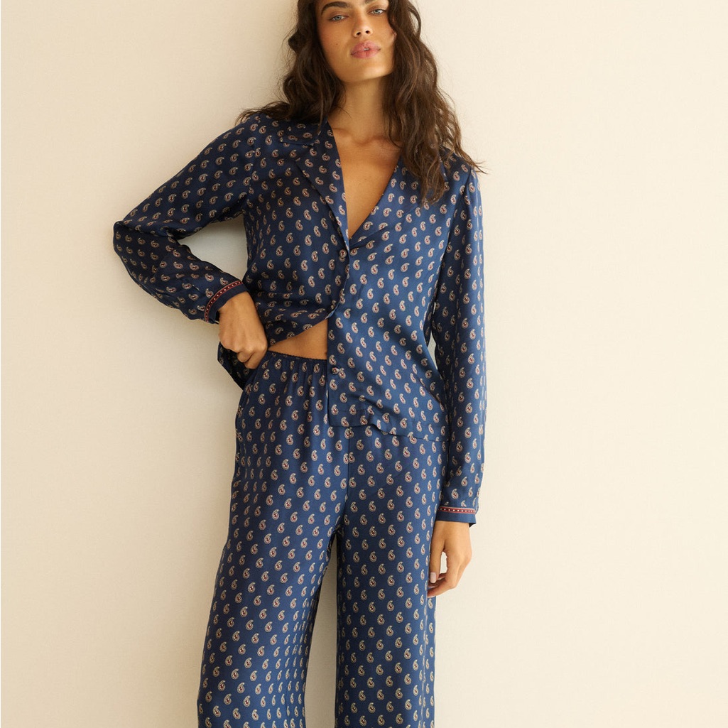 Doen Nwot Elene Top In Bleu Taormina Paisley